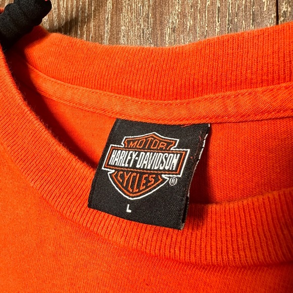 Vintage Harley Davidson Orlando Historic Factory Orange Graphic Pocket T Shirt L - Picture 7 of 8